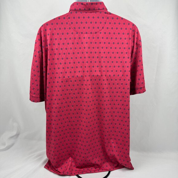Mizzen+Main Polo Shirt Mens XXL Red W/ Navy Flowers Performance Stretch Golf - Picture 3 of 4